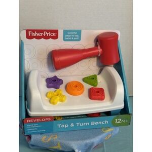 Fisher-Price Tap & Turn Bench Pretend Tools 2-Sided Toy for Infants and Toddlers